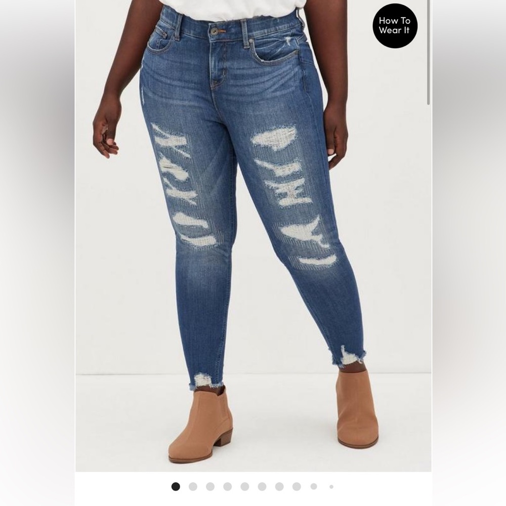 Torrid Bombshell Ripped Blue Jeans